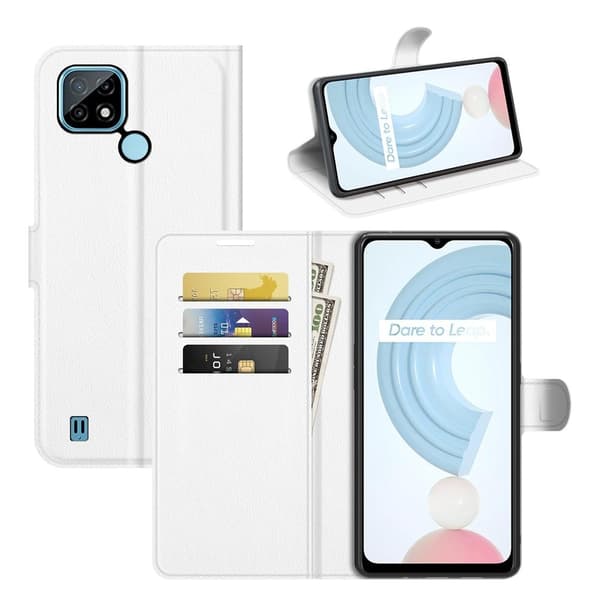 Klassisk Realme C21 flip etui - Hvid White