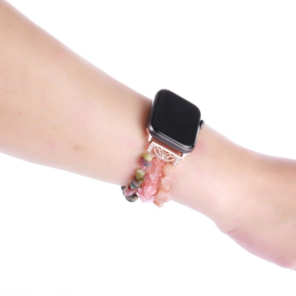 Apple Watch (41mm) urrem i naturstensstil - Lyserød / Flerfarve Pink