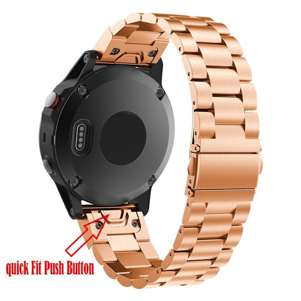 Garmin Fenix 5 rustfri stålurrem - rosaguld Pink