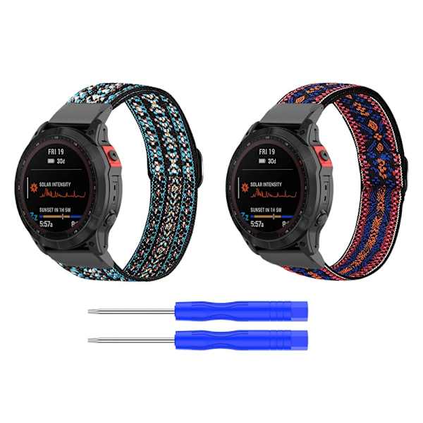 Elastiskt klockarmband i nylon som andas för Garmin-klocka - Svart Svart