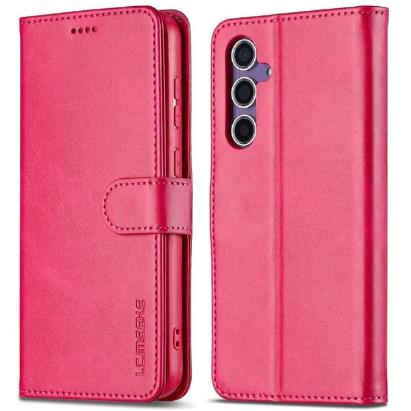LC.Imeeke läder Samsung Galaxy S25 fodral - Ros Rosa
