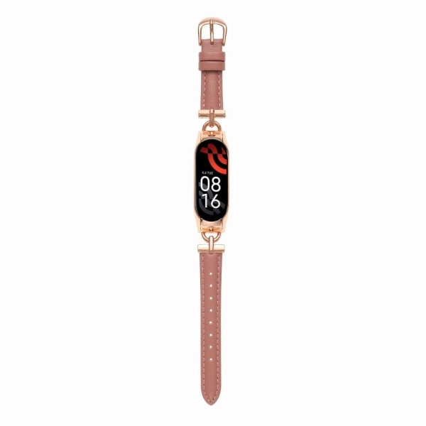 Xiaomi Mi Smart Band 4 / 3 D-formad kontakt klockarmband i äkta läder - Roséguld / Mörkrosa Rosa