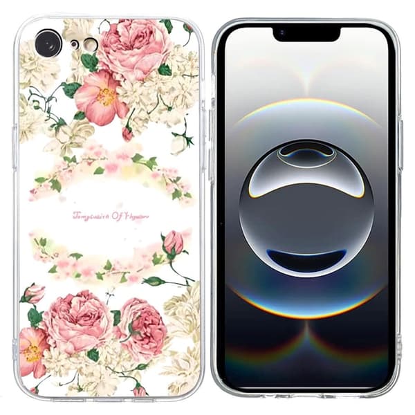 iPhone 16e-etui Mykt, fleksibelt bakdeksel med mønsterutskrift - Rose Pink