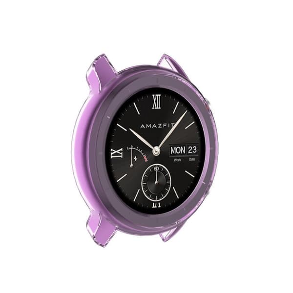 Amazfit GTR 42mm holdbart etui - Gennemsigtig Lilla Purple
