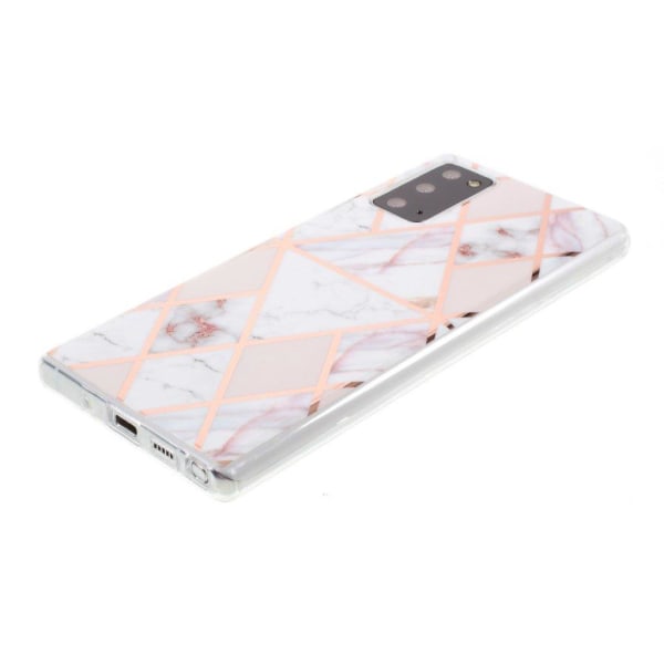 Marble design Samsung Galaxy Note 20 cover - Hvid / Pink Pink