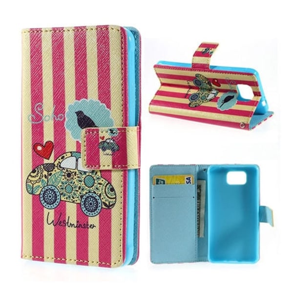 Moberg (Bil & Striber) Samsung Galaxy Alpha Læder Flip Etui Multicolor