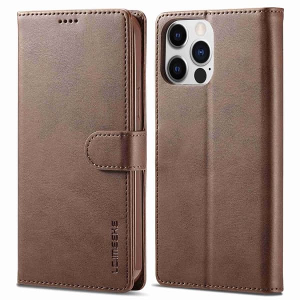 LC.Imeeke läder iPhone 14 Pro Max fodral - Brun Brun