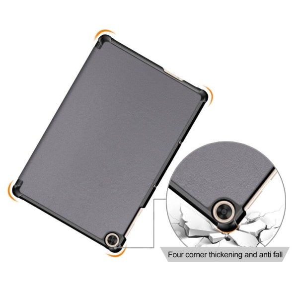 Kolminkertainen nahkainen jalusta kotelo Huawei MatePad T10 - Harmaa Silver grey