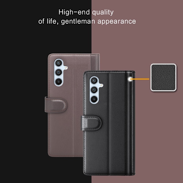 Äkta läder Samsung Galaxy A54 fodral med korthållare Svart