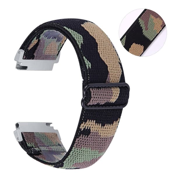 20mm Samsung Galaxy Watch 3 (41mm) / Watch Active / Gear S2 elastic pattern watch band - Camouflage Brun