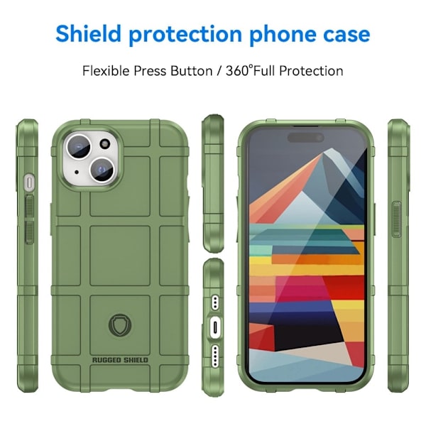 Rugged Shield iPhone 15 skal - Grön Grön
