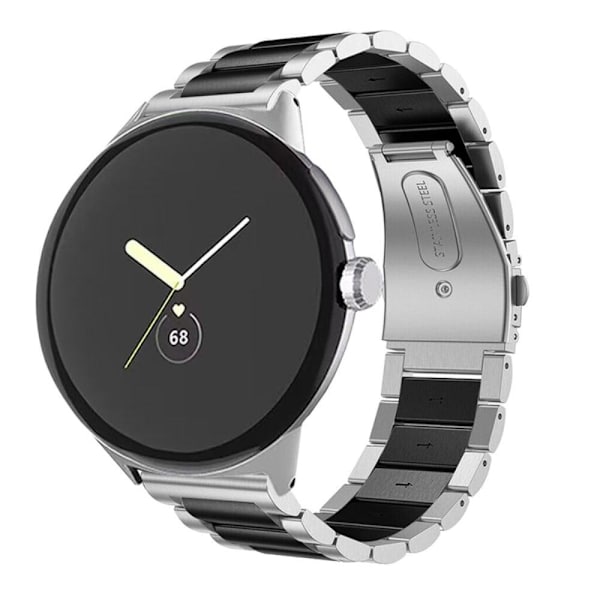 Google Pixel Watch elegant klockarmband i 316 rostfritt stål - Silver / Svart Svart
