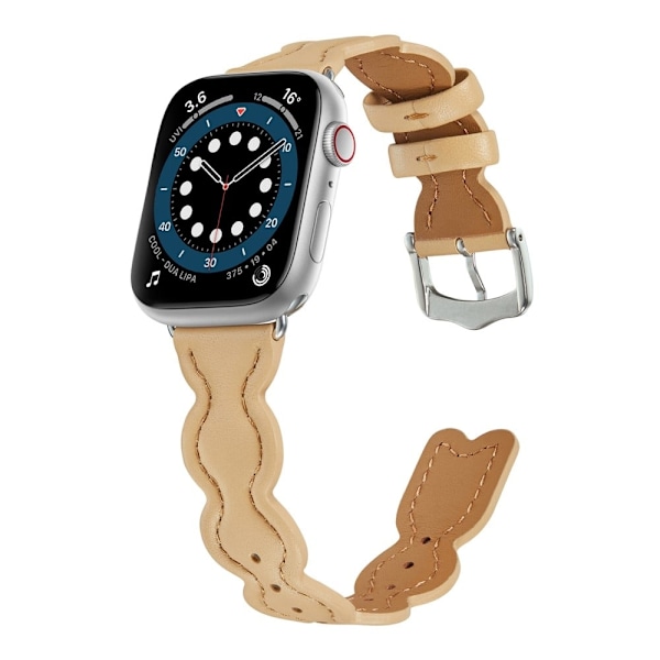 Apple Watch Series 8 (41mm) klockarmband i äkta läder med kanderade hasslar - Valnöt Brun
