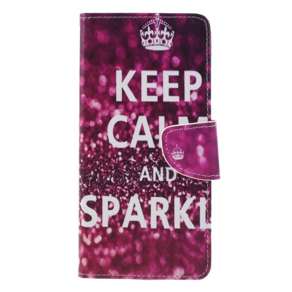 Samsung Galaxy A9 (2018) texturerat syntetläder plånboks mobilfodral med bildmotiv - Keep Calm and Sparkle multifärg