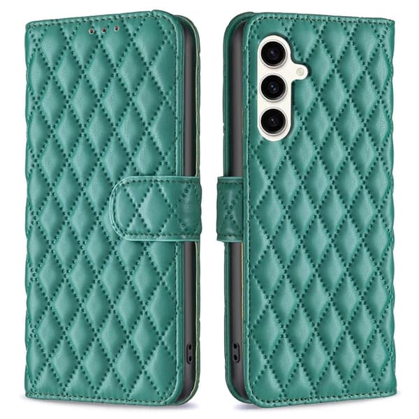 Rhombus mat Samsung Galaxy S23 FE flip etui - Grøn Green