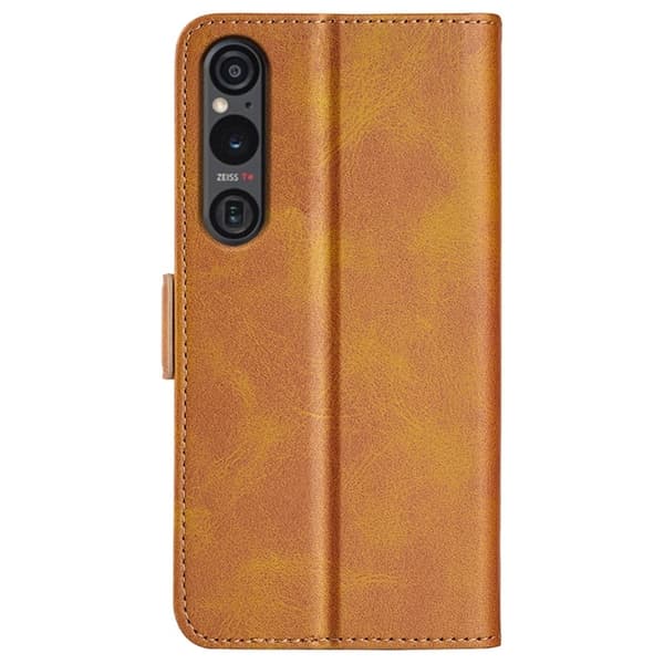 Hållbart konstläder Sony Xperia 1 VI fodral med plånbok - Gul Gul