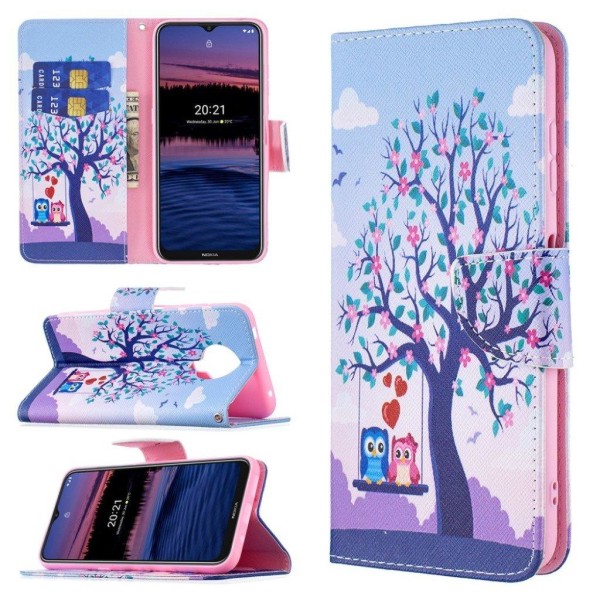 Wonderland Nokia G20 Flip etui - Træ og ugler Multicolor