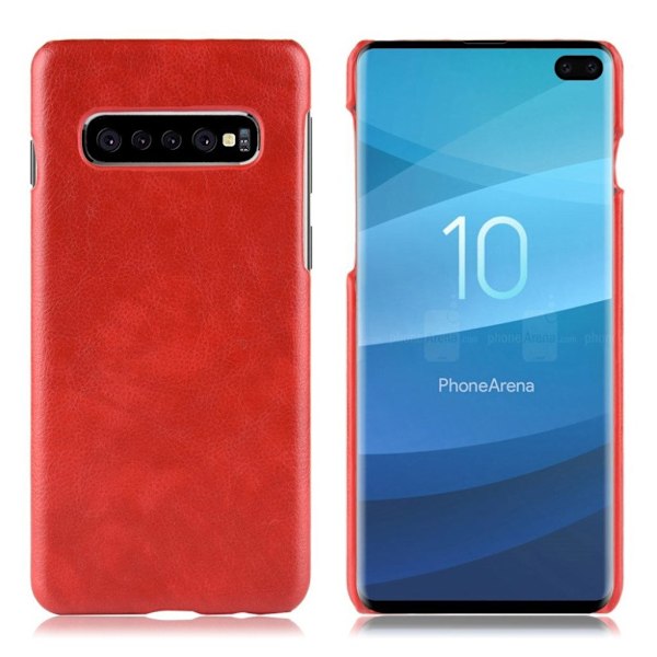 Samsung Galaxy S10 Plus litsi nahkainen Suojakotelo - Punainen Red