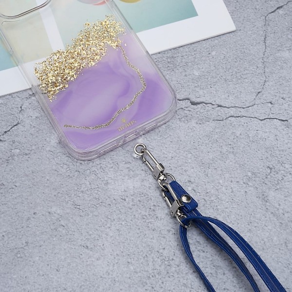 Universal crossbody-nackrem i läder med transparent dyna - Mörkblå Blå