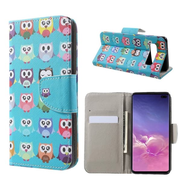 Samsung Galaxy s10 Plus Krysstekstur Skinnetui - Uglemønster Multicolor