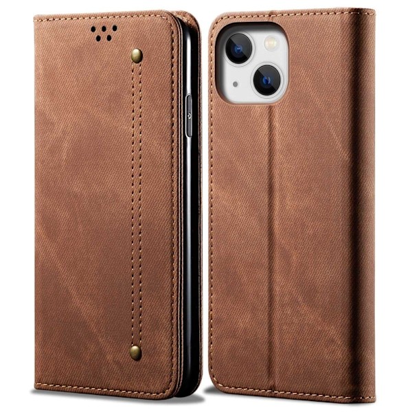 Jeans iPhone 14 flip etui - Brun Brown