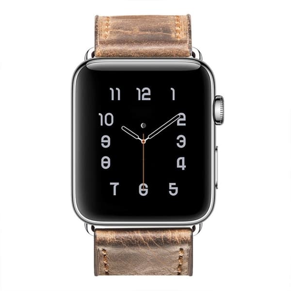 Apple Watch Series 5 44 mm kule klokkerem i ekte skinn - Kaffe Brown