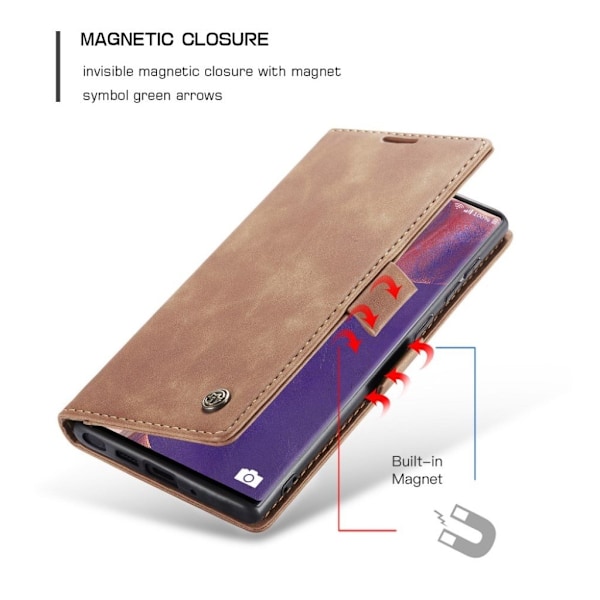 CaseMe Samsung Galaxy Note 20 vintage-kotelo - Ruskea Brown