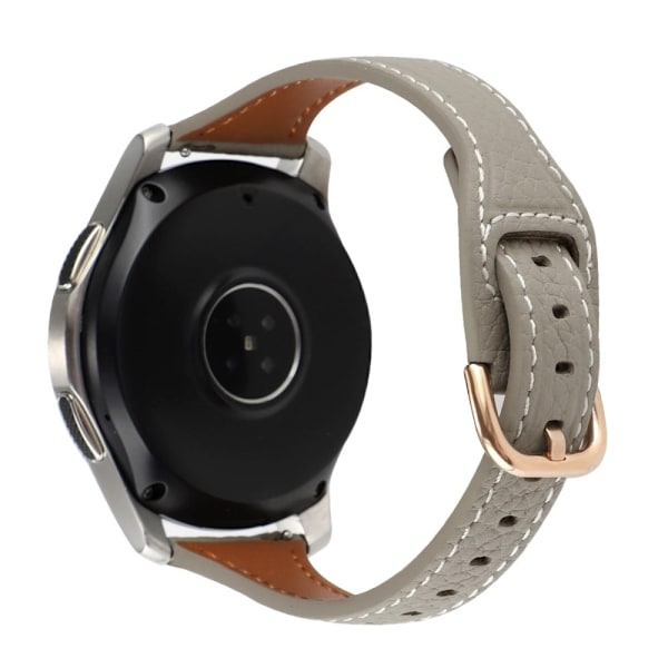 22 mm Universal litchi klockarmband i äkta läder - Grå Silvergrå
