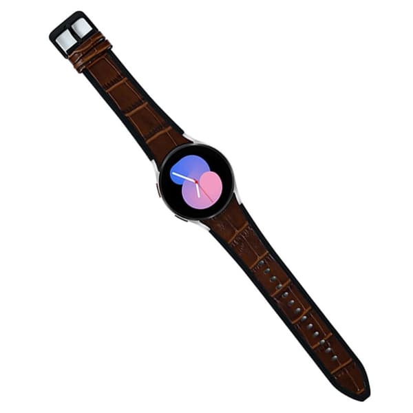 Samsung Galaxy Watch 5 / 4 / 3 læder- og silikoneurrem - Krokodillestruktur Kaffe Sort Black