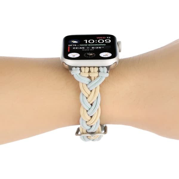Apple Watch Series 8 (41 mm) armband med elastisk flätning - Aprikos / Grön Grön