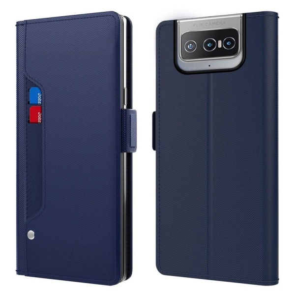 Phone Etui med Make-up Mirror og Slick Design til ASUS Zenfone 8 Blue