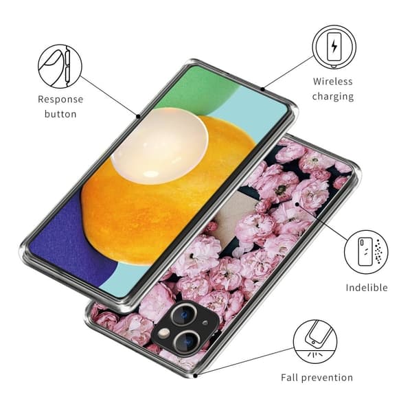 Deco iPhone 15 Plus cover - Lyserøde Blomster Pink