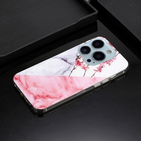 Marmormotiv iPhone 14 Pro skal - Plommonblomma / Marmor Rosa