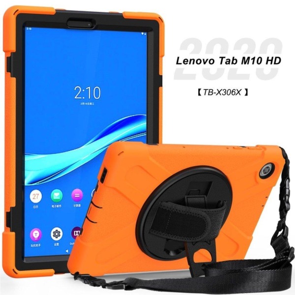 Lenovo Tab M10 HD Gen 2 360 asteen jalusta + silikoni hybridikotelo - Oranssi Orange