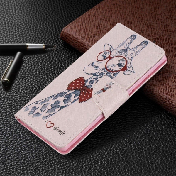 Wonderland Huawei Mate 30 Pro flip kotelot - Kirahvi Lasit Päässä Pink