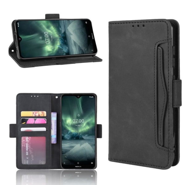 Stilfuldt Læder Etui med Pung til Nokia 7.2 / 6.2 - Sort Black