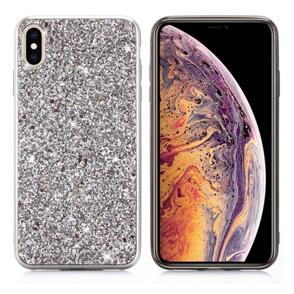 Glitter iPhone Xs Max deksel - Sølv Silver grey