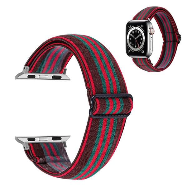 Apple Watch Series 6 / 5 44mm nylon pattern watch band - Green / Red Line multifärg