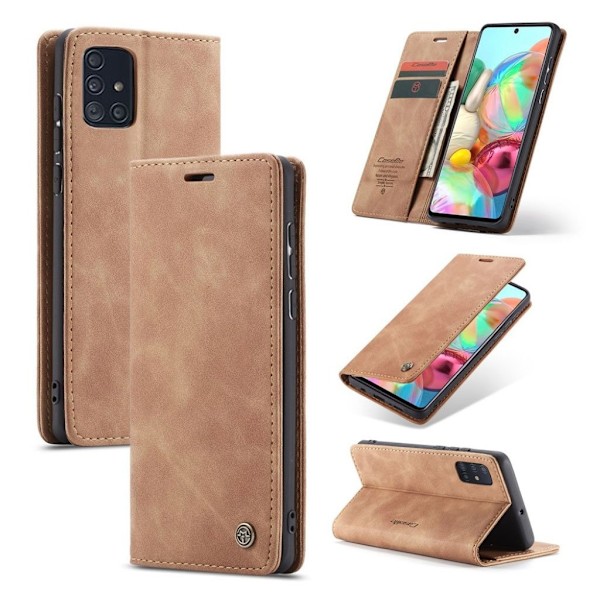 CaseMe Samsung Galaxy A71 Vintage kotelot - Ruskea Brown