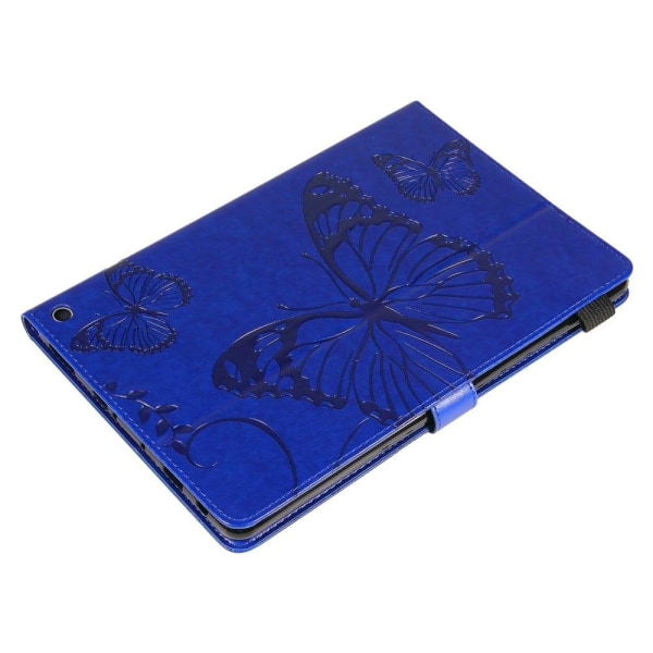 Amazon Fire HD (2021) butterfly pattern leather case - Blue Blå