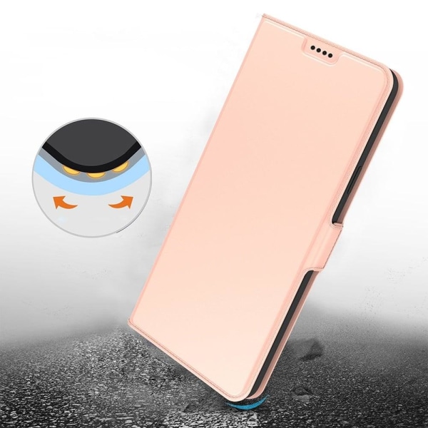 Sileä ja ohut premium-PU-nahkakotelo Sony Xperia 1 IV - Ruusukulta Pink