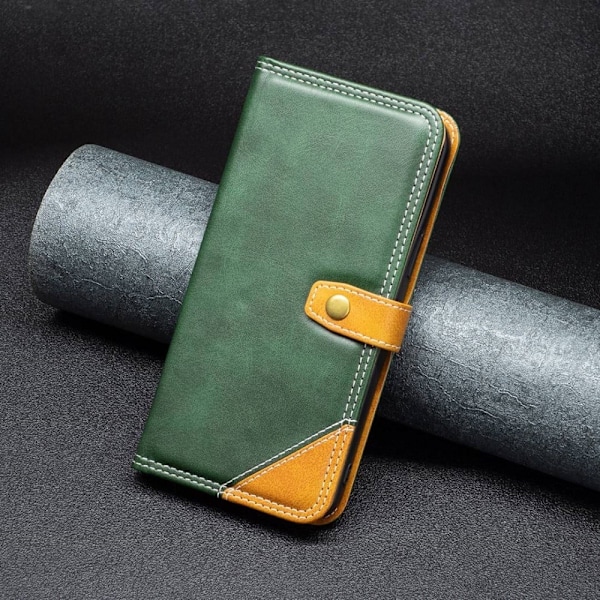BINFEN tvåfärgat läder iPhone 12 Pro Max fodral - Grön Grön