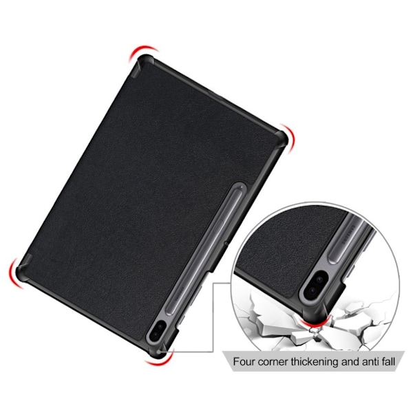 Samsung Galaxy Tab S6 tre-folds læder etui - Sort Black