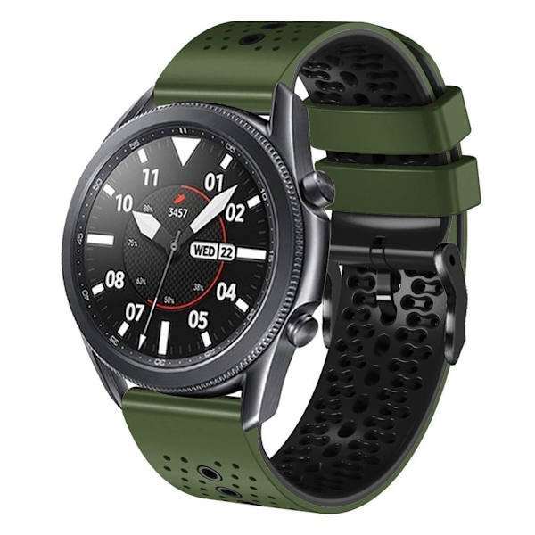 22 mm universellt dubbelfärgat klockarmband i silikon - Militärgrön / Svart Grön
