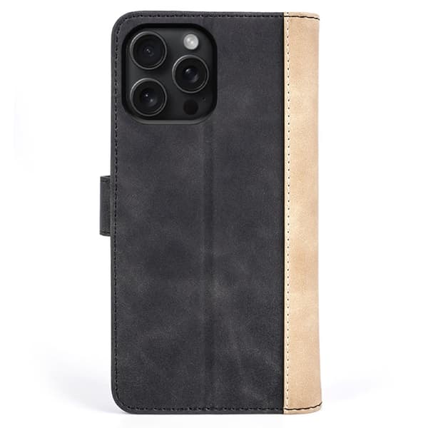 To-farvet iPhone 16 Pro læderetui - Sort Black