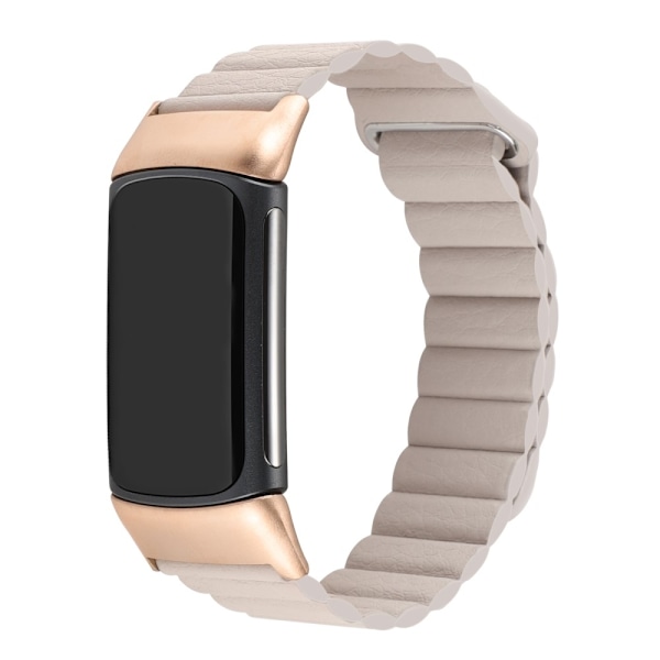 Fitbit Charge 5 urrem i ægte læder - Khaki White