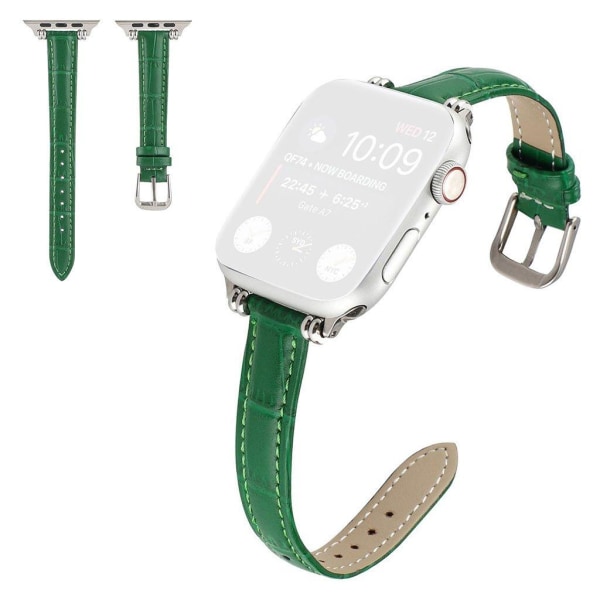 Apple Watch 42mm - 44mm med perledekoration og læderrem med bamb Green