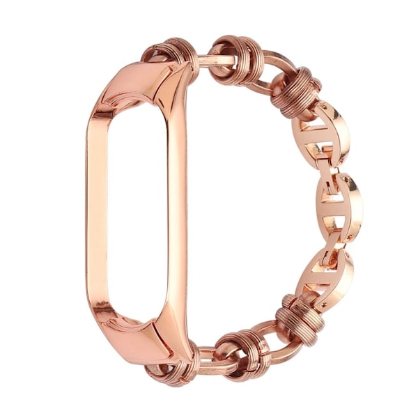 Xiaomi Mi Smart Band 4 / 3 moderiktigt klockarmband i rostfritt stål - Roséguld Rosa
