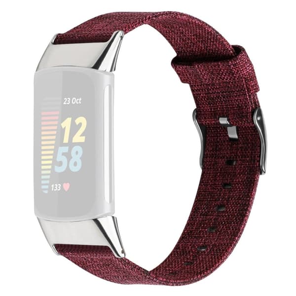 Fitbit Charge 5 nylonkangaskellon hihna - Violetti / Punainen / Koko: L Red