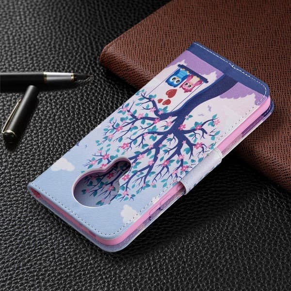 wonderland Nokia 3.4 flip etui - Couple ugler og træ Multicolor